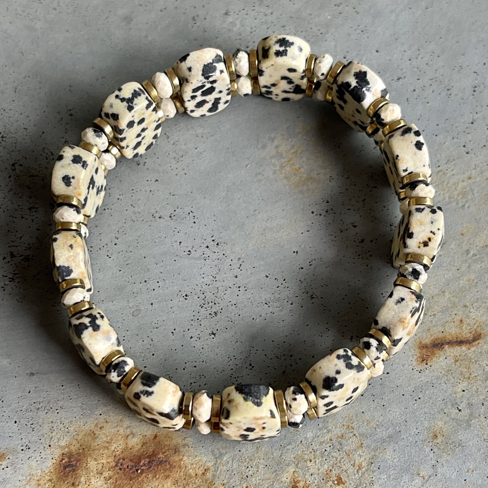 Bracelet ISPAHU en jaspe dalmatien modèle 1 -1