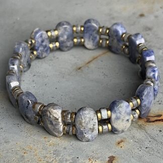 Bracelet ISPAHU en jaspe moucheté bleu-2