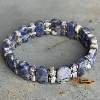 Bracelet ISPAHU en jaspe moucheté bleu-6