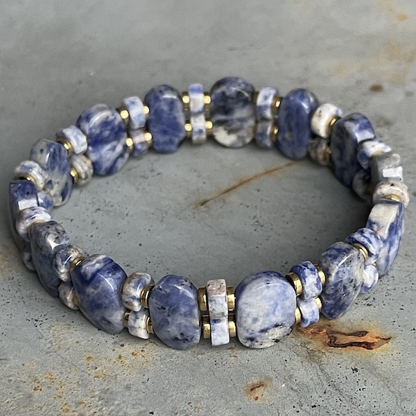 Bracelet ISPAHU en jaspe moucheté bleu-6