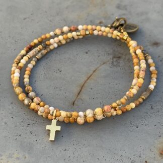 Bracelet YAMNI triple tours en agate crazy lace