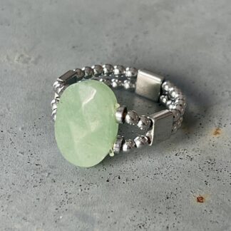 Bague double argentée en aventurine-1