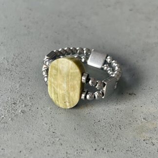 Bague double argentée en jaspe vert-1