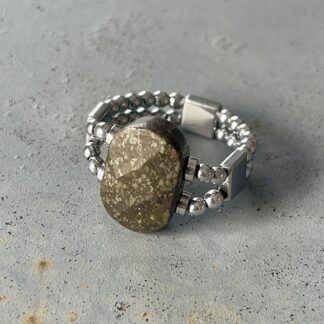 Bague double argentée en pyrite-1