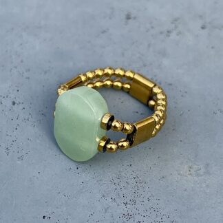 Bague double dorée en aventurine-1