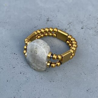 Bague double dorée en labradorite-1