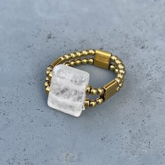 Bague double dorée en quartz-1