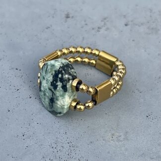 Bague double dorée en turquoise africaine-1