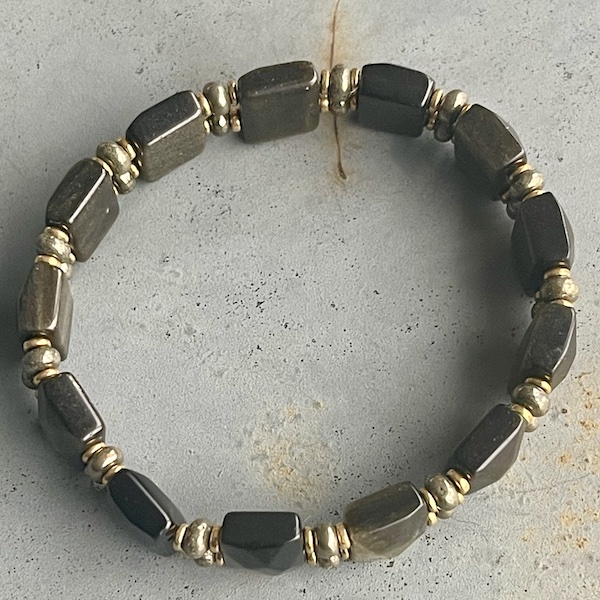 Bracelet ISPAHU en obsidienne dorée-10