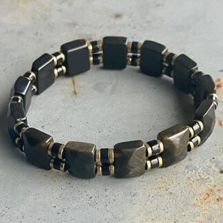 Bracelet ISPAHU en obsidienne dorée-5