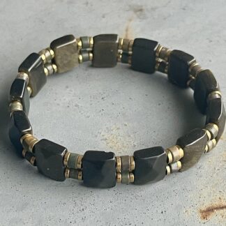 Bracelet ISPAHU en obsidienne dorée-7