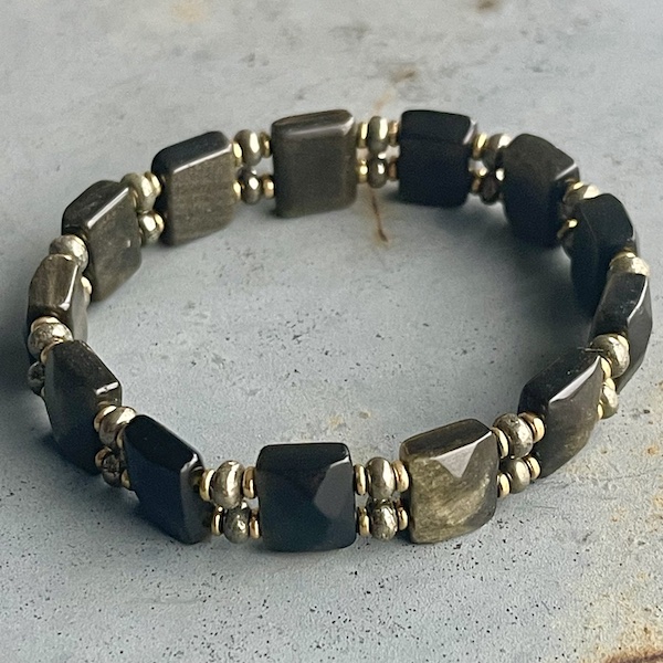 Bracelet ISPAHU en obsidienne dorée-9