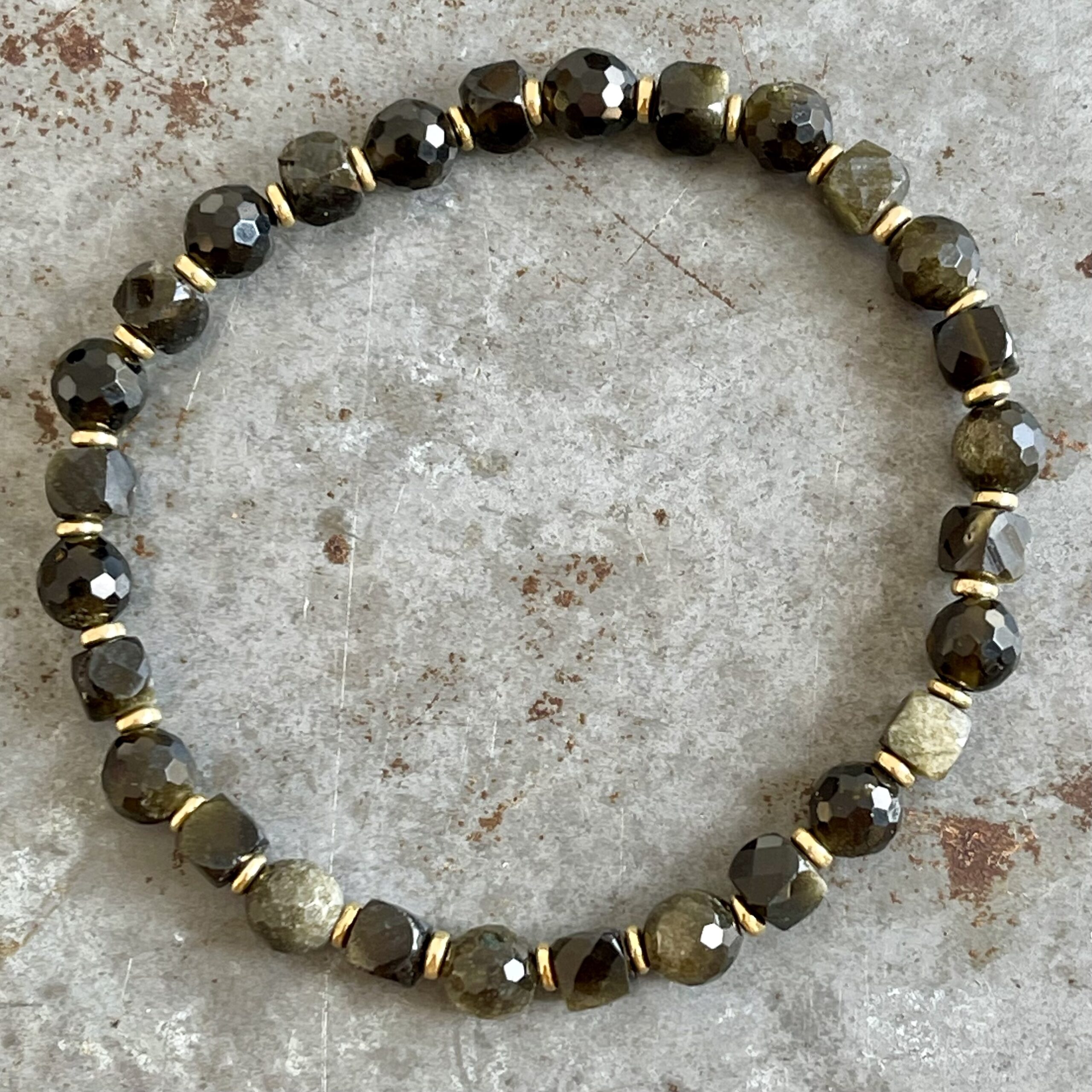 Bracelet en obsidienne dorée-5
