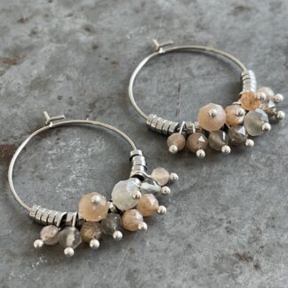 Boucles d'oreilles OWI 810 en pierre de lune multicolore