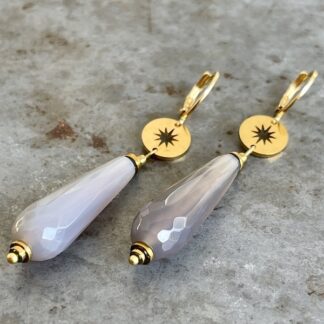 Boucles d'oreilles OWI 833 en agate grise-1