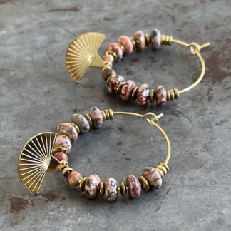 Boucles d'oreilles OWI 841 créoles en jaspe léopard