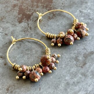 Boucles d'oreilles OWI 844 créoles en jaspe léopard