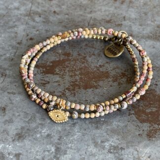 Bracelet YAMNI triple tours en jaspe léopard