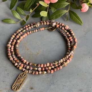 Collier COKATA 70 cm en jaspe léopard