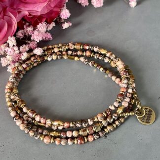 Collier MAZASKA 80 cm en jaspe léopard