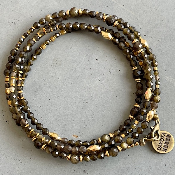 Collier MAZASKA 80 cm en obsidienne dorée-1