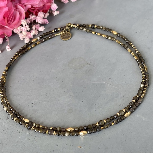 Collier MAZASKA 80 cm en obsidienne dorée-3