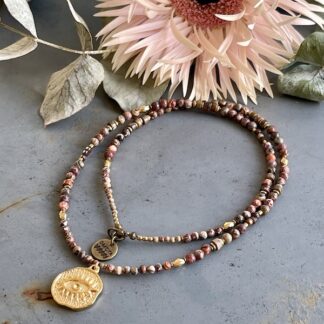 Collier SAKPE 50 cm en jaspe léopard