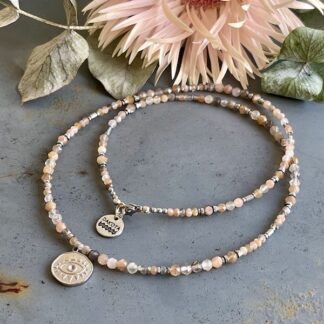 Collier SAKPE 53 cm en pierre de lune multicolore-2