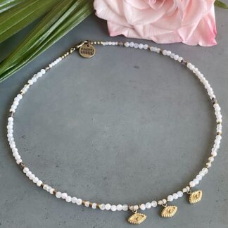 Ras du cou Topa 40 cm en agate dentelle bleue