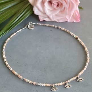 Ras du cou Topa 40 cm en pierre de lune multicolore