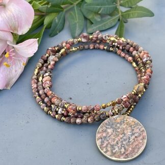 Sautoir NAPYUKA 93 cm en jaspe léopard