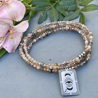 Sautoir NAPYUKA 93 cm en pierre de lune multicolore