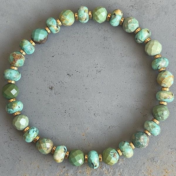 Bracelet en turquoise de Hubei et chrysocolle-3