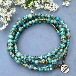 Sautoir TANKA 108 cm en turquoise de hubei