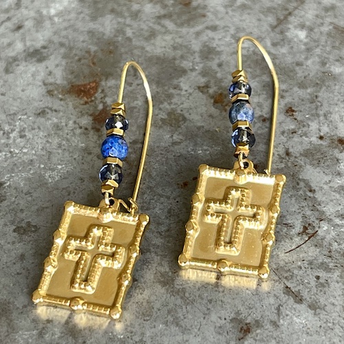 Boucles d'oreilles OWI 886 en lapis lazuli-1