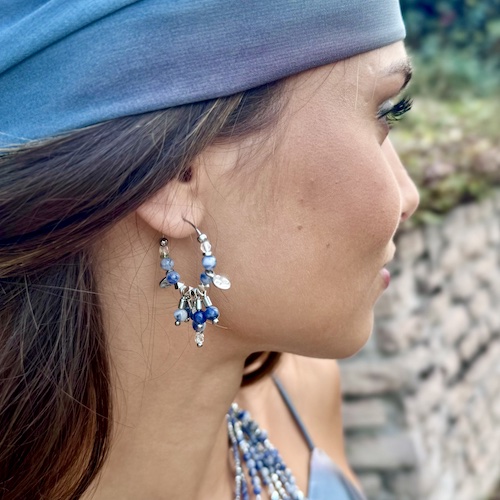 Boucles d'oreilles OWI 891 créoles en jaspe blue spot-3