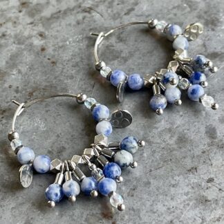 Boucles d'oreilles OWI 891 créoles en jaspe blue spot