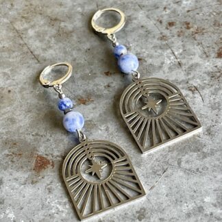 Boucles d'oreilles OWI 895 en jaspe blue spot