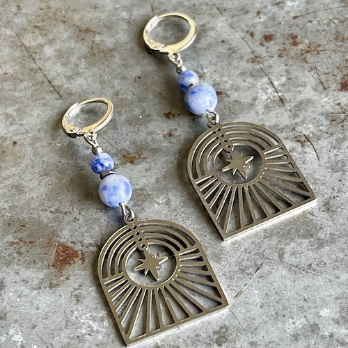 Boucles d'oreilles OWI 895 en jaspe blue spot