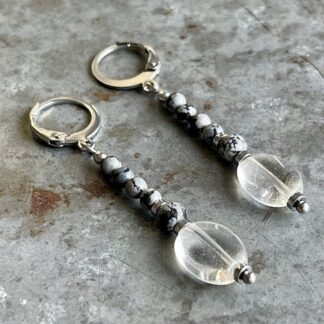 Boucles d'oreilles OWI 898 en obsidienne flocon de neige-1