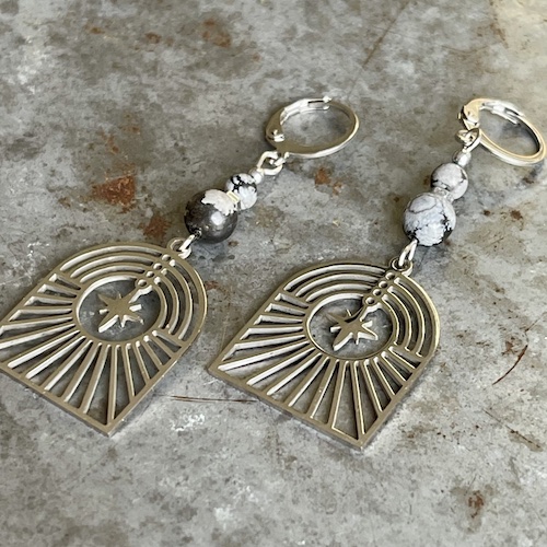 Boucles d'oreilles OWI 900 en obsidienne flocon de neige-1