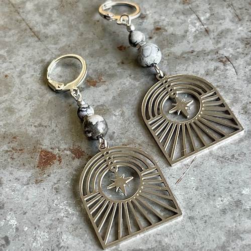 Boucles d'oreilles OWI 900 en obsidienne flocon de neige