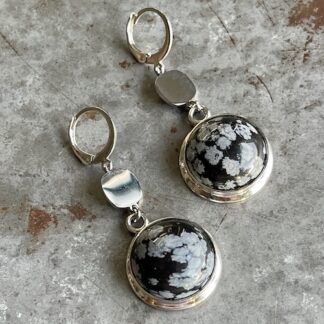 Boucles d'oreilles OWI 901 en obsidienne flocon de neige-2