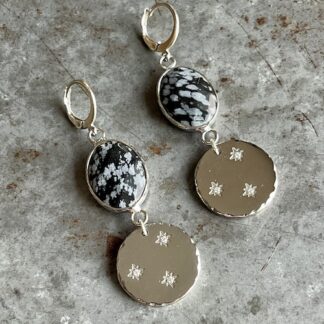 Boucles d'oreilles OWI 903 en obsidienne flocon de neige