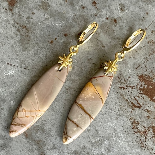 Boucles d’oreilles OWI 916 en jaspe picasso mauve-2