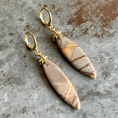 Boucles d’oreilles OWI 916 en jaspe picasso mauve