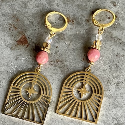 Boucles d'oreilles OWI 933 en rhodonite