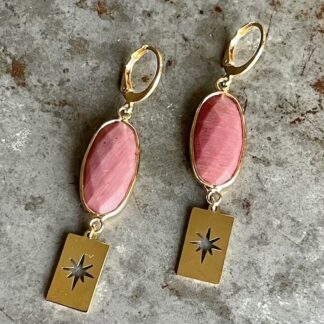 Boucles d'oreilles OWI 936 en rhodonite