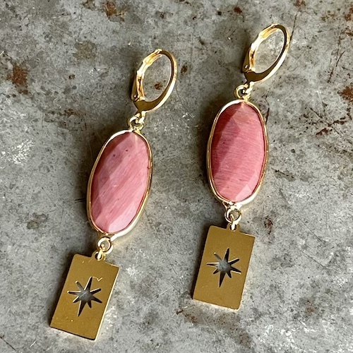 Boucles d'oreilles OWI 936 en rhodonite