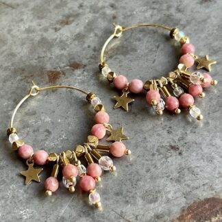 Boucles d'oreilles OWI 937 créoles en rhodonite